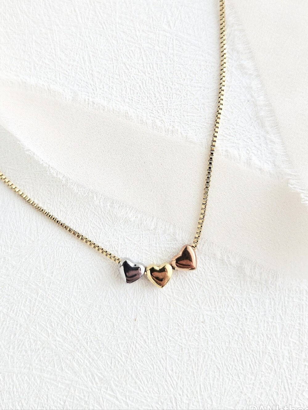 Gold Mixed Tone Heart Necklace